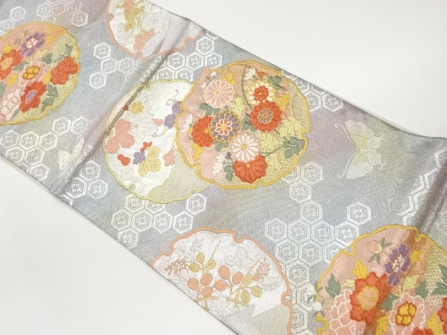 JAPANESE FUKURO OBI / WOVEN FLORAL PLANTS